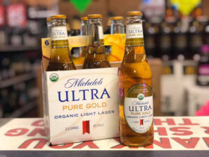Michelob Ultra pure gold organic light lager at The Pond Liquor Store in Blackduck Minnesota