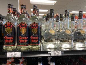 Rumple Minze and Goldshlager at The Pond liquor store in Blackduck Minnesota